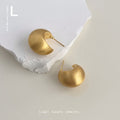 Matte Gold Teardrop Chunky Stud Earrings Brushed C Shape view 4