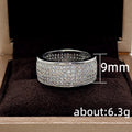 Silver Five Row Pavé CZ Wide Band Finger Ring Sizes 6-10 view 5