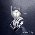 Pearl Sphere and Crystal Loop Statement Ring With Clear Crystal Accents view 4