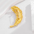 Gold Tone Feather Pearl Look Metal Brooch Pin for Jackets and Lapels view 4