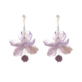 Purple Translucent Flower Drop Earrings Fashion Earrings view 5