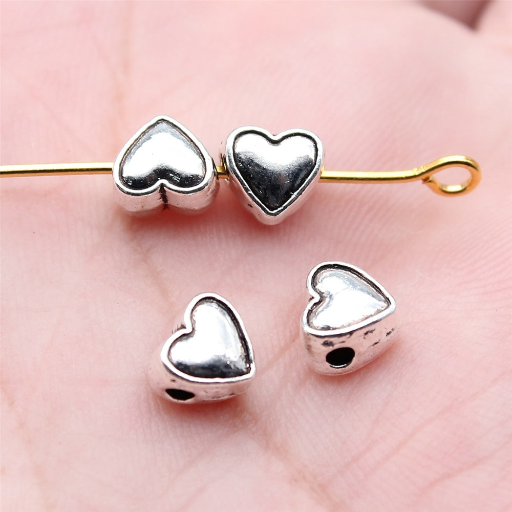 6x6mm 0.5g Antique Silver Zinc Alloy Heart Loose Metal Beads for Bracelet Necklace DIY Jewelry Making