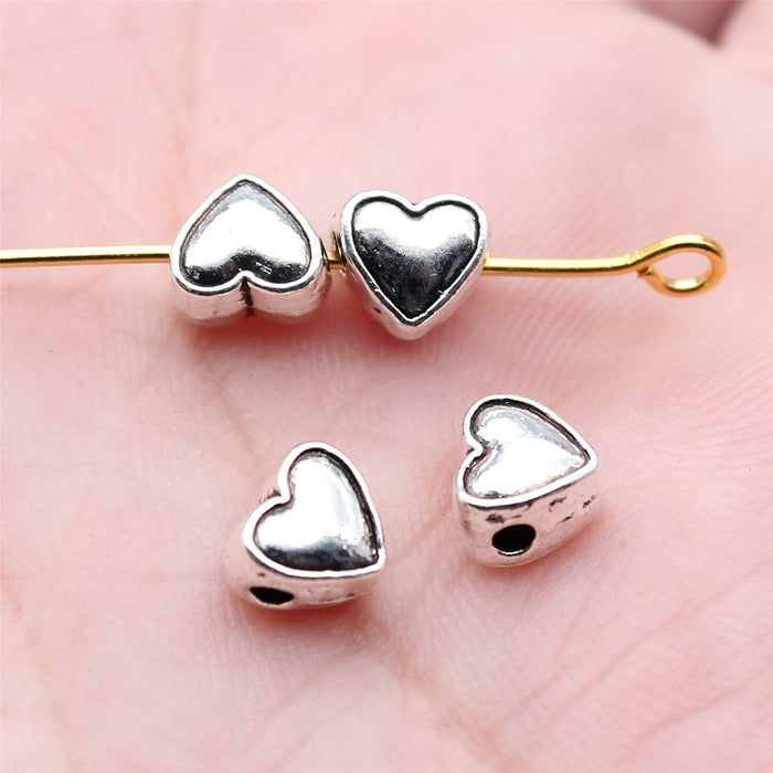 Antique Silver Tone Heart Spacer Bead with Side Opening