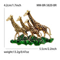Three Giraffes Enamel Brooch Walking Across Green Grass view 6