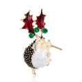 Gold Tone Enamel Hedgehog Brooch Holly Leaves Three Styles view 5