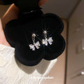Crystal Bow Stud Earrings with Detachable Back Drop Detail view 4