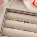 Tiny Colorful Crystal Round Stud Earrings No Back Posts view 1