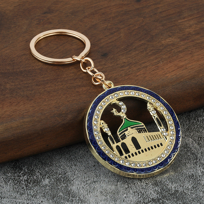 Gold Tone House Rhinestone Keychain Bag Charm Gift