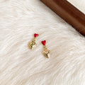 Red Gold-Tone Geometric Heart Enamel Earring Styles view 7