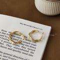 Gold Tone Double Wire Twisted Knot Hoop Earrings For Women view 1