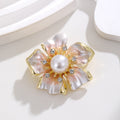 Aqua White Flower Pearl Look Two Designs Metal Brooch Pin view 5