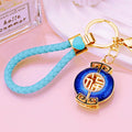 Round Jeweled Fortune Plaque Keychains in Blue, Red and Yellow view 7