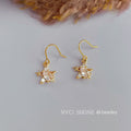 Gold Clear Crystal Starfish Mini Fish Hook Drop Earrings view 3