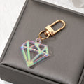 Gold Tone Iridescent Acrylic Heart and Gem Clip Keychains view 8