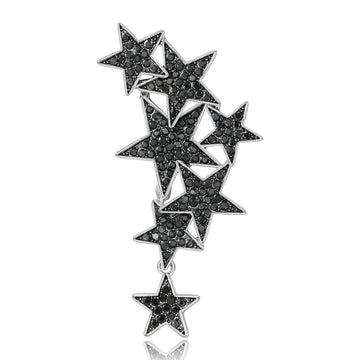Graduated Crystal Star Cluster Brooch in Three Finishes