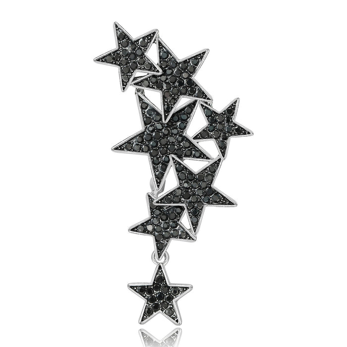 Graduated Crystal Star Cluster Brooch in Three Finishes