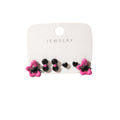 Black Pink Butterfly Heart Five Pair Stud Earring Set view 5