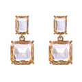 Double Rectangle Clear Look Statement Drop Earrings view 5