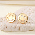 Open Smiley and Frowning Face Stud Earrings in Two Finishes view 5