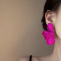 Bright Pink Sculpted Flower Stud Earrings - One Style view 3