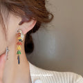 Multicolor Crystal Parrot Long Drop Earrings Jewelry view 3