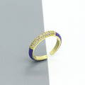 Gold Tone Crystal and Enamel Adjustable Open Rings in Six Colors view 5