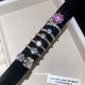 Crystal Open Rings Dual Square Purple Halo Six Styles view 4