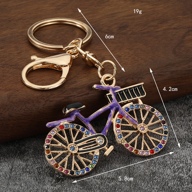 Rhinestone Bicycle Alloy Keychain Fashion Bike Model Pendant Gift