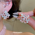 Pink and Lilac Floral Cluster Stud Earrings in Two Designs view 3