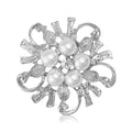 Pearl Floral Brooch with Sculpted Gold or Silver Scrolls view 4