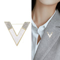 Open Letter V Brooch In 2 Styles With Polished Metal Details view 3
