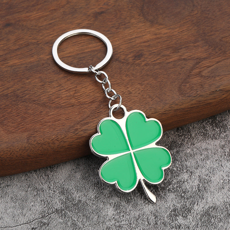 Lucky Four-Leaf Clover Zinc Alloy Keychain Gift Pendant