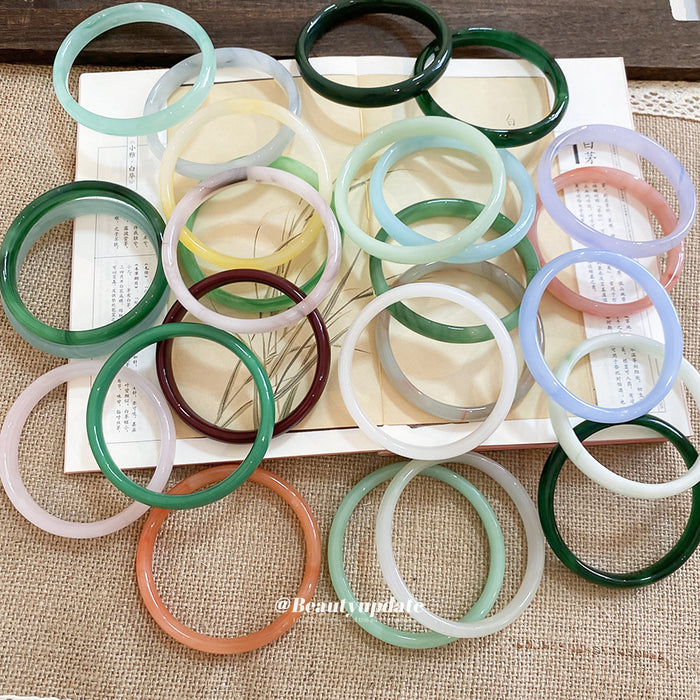Round Jade Like Solid Bangle Bracelets Nineteen Color Styles
