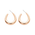 Polished Gold Tone U Shaped Hoop Stud Earrings Jewelry Accessory view 5