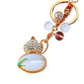 Cat Eye Gourd Keychains With Crystal Beads and Braided Wrist Straps view 5