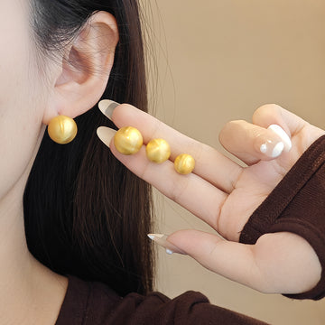 Gold and Silver Brushed Round Dome Stud Earrings in Five Sizes