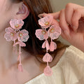 Pink Fabric Flower Statement Earrings in Twenty One Designs view 8