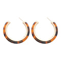Marbled Resin C Hoop Earrings in Pink and Brown Fashion Earrings view 5