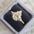 Gold Tone Pear Crystal Solitaire Ring Side Clusters Sizes 6-10 view 2