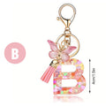 Glitter Resin Letter Keychain with Butterfly Charm and Tassel view 7