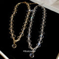 Scalloped Rhinestone Choker Round Crystal Drop Pendant view 2