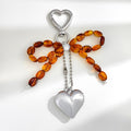 Beaded Bow Keychain With Heart Charm And Ball Chain view 3