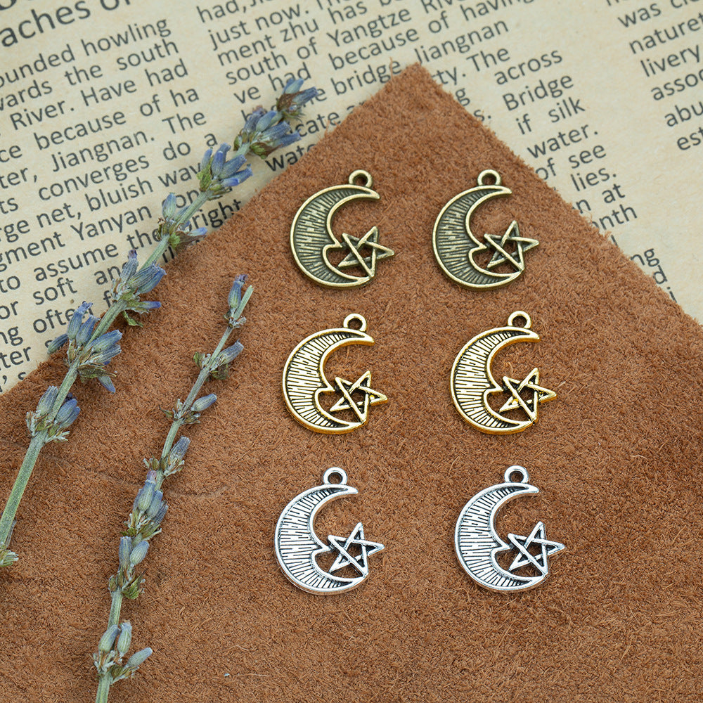 20x16mm Vintage Moon and Star Alloy Charm Pendant