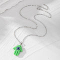 Resin Hamsa Hand Evil Eye Pendant Necklaces Ten Colors view 3