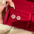 Gold Red Crystal Flower Studs Bracelet and Station Necklace view 6