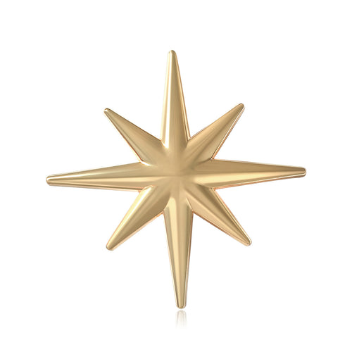 The first image shows the eight point star brooch from the front.