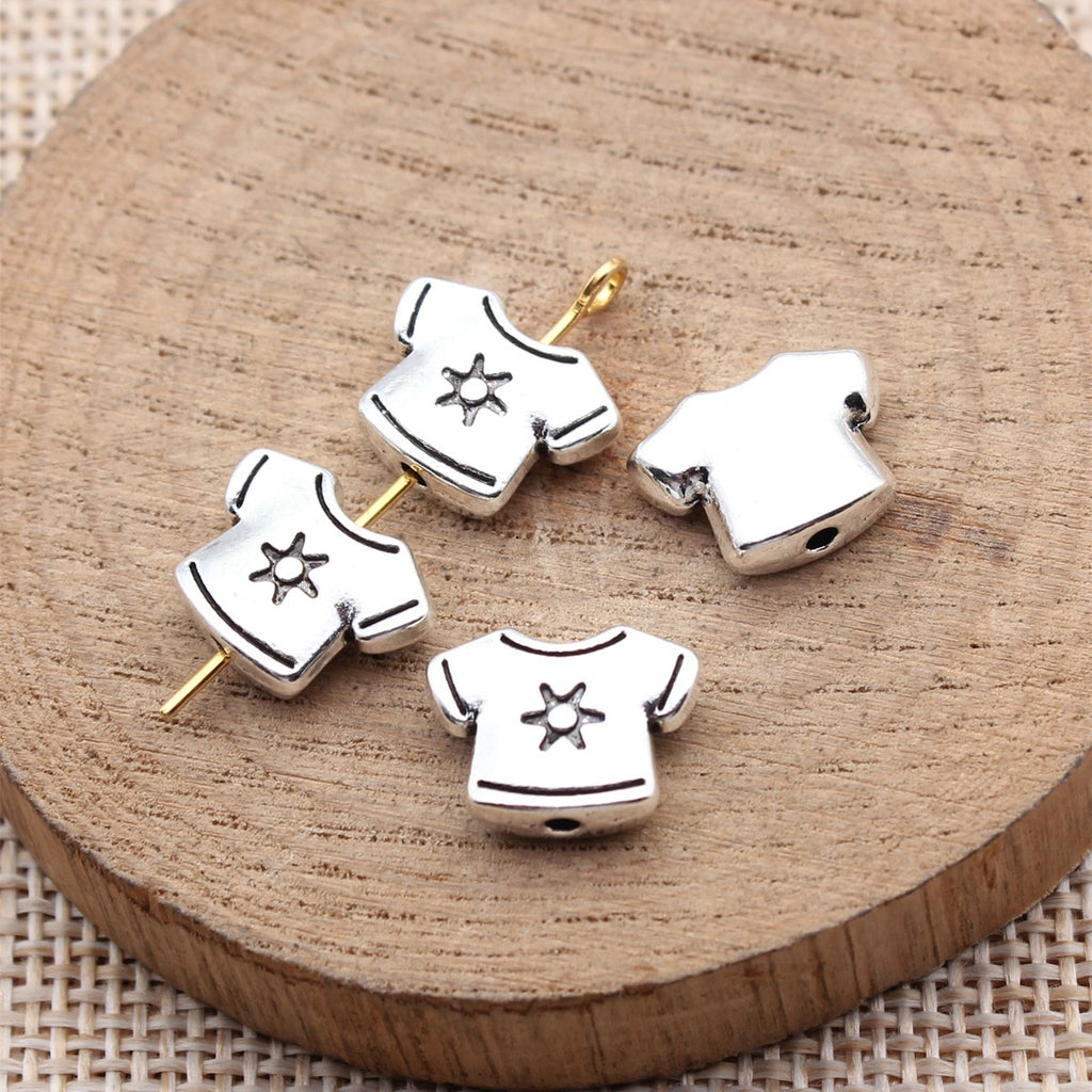 13x10x4.2mm 1.9g Antique Silver Zinc Alloy Baby Shirt Small Hole Beads for DIY Bracelet Jewelry Making
