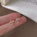 Gold Tone Clear Stone Tiny Umbrella Stud Earrings For Women view 1