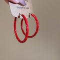 Red And Brown Enamel Hoop Earrings In Two Widths Jewelry view 7