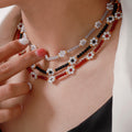 Beaded Daisy Flower Necklaces Color Stone Bead Chokers view 3